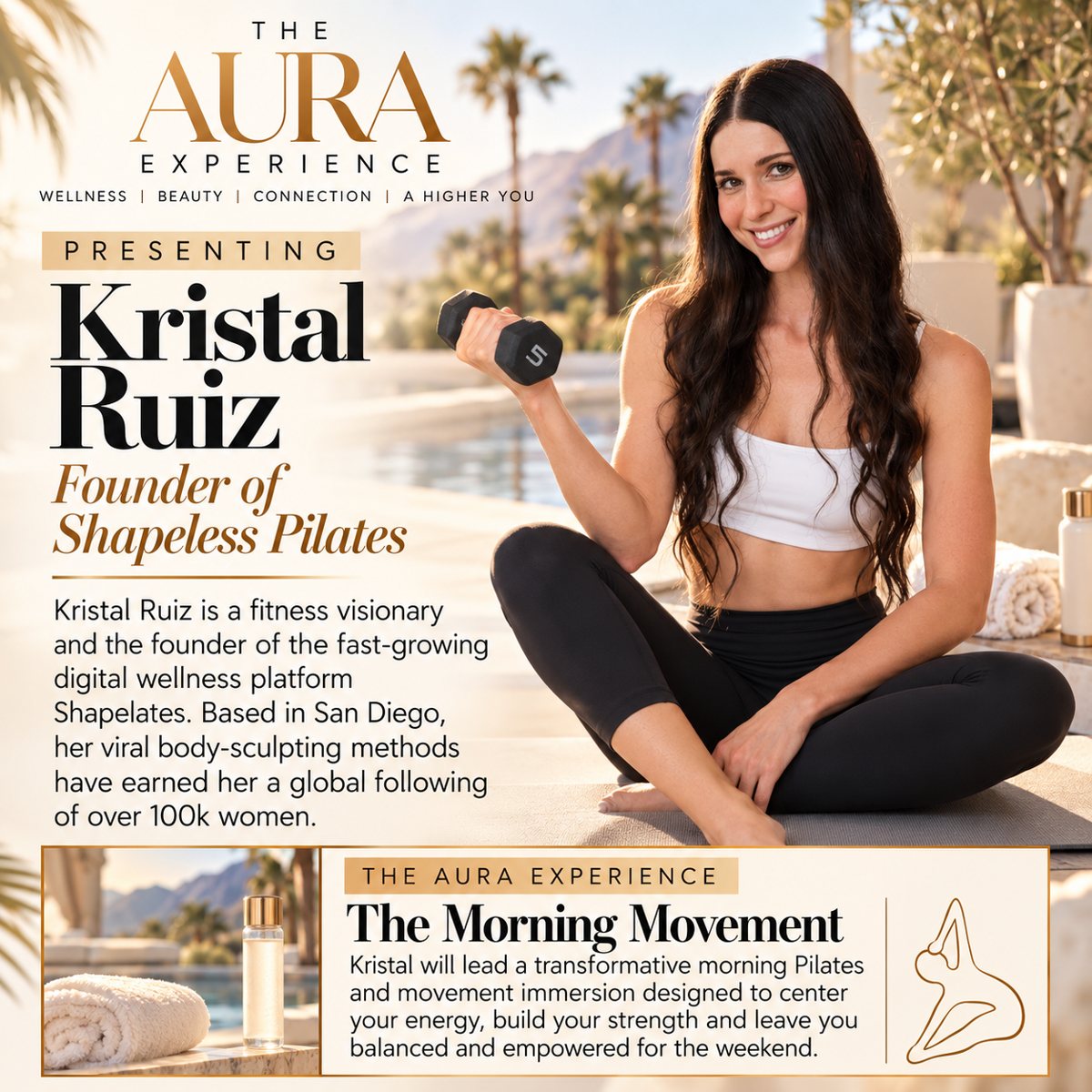 Kristal Ruiz, Founder of Shapeless Pilates. The Morning Movement: a transformative morning Pilates and movement immersion.